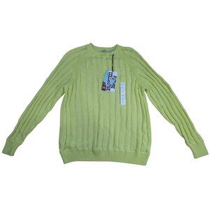 Women's Medium cozy Lime Green Ribbed Long Sleeve Sweater. NWT